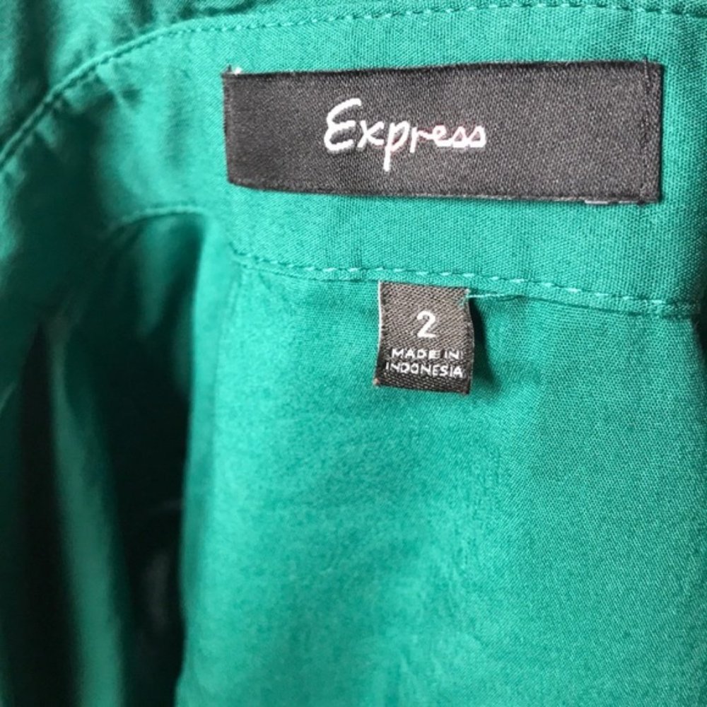 Express Green Button-Front Midi Dress - Picture 6 of 7